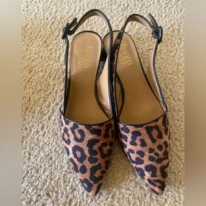 Franco Sarto leopard print sling back low heels 8.5